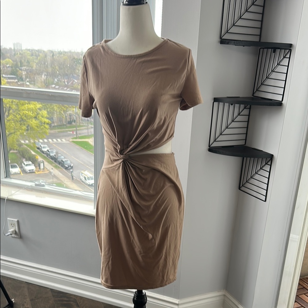 Chic Tan Twist Dress